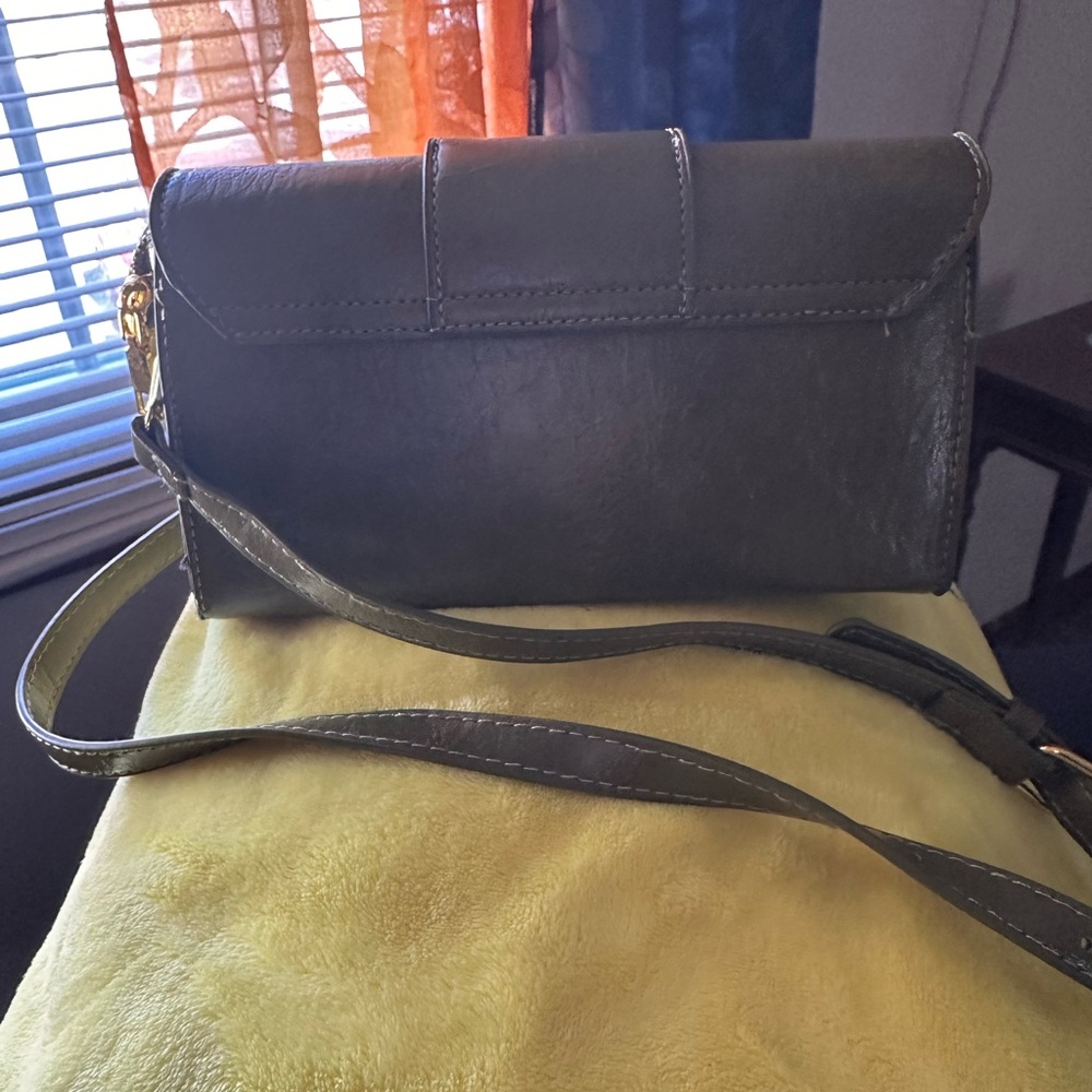 Elegant Army Green Vegan Leather Crossbody - Picture 8 of 16